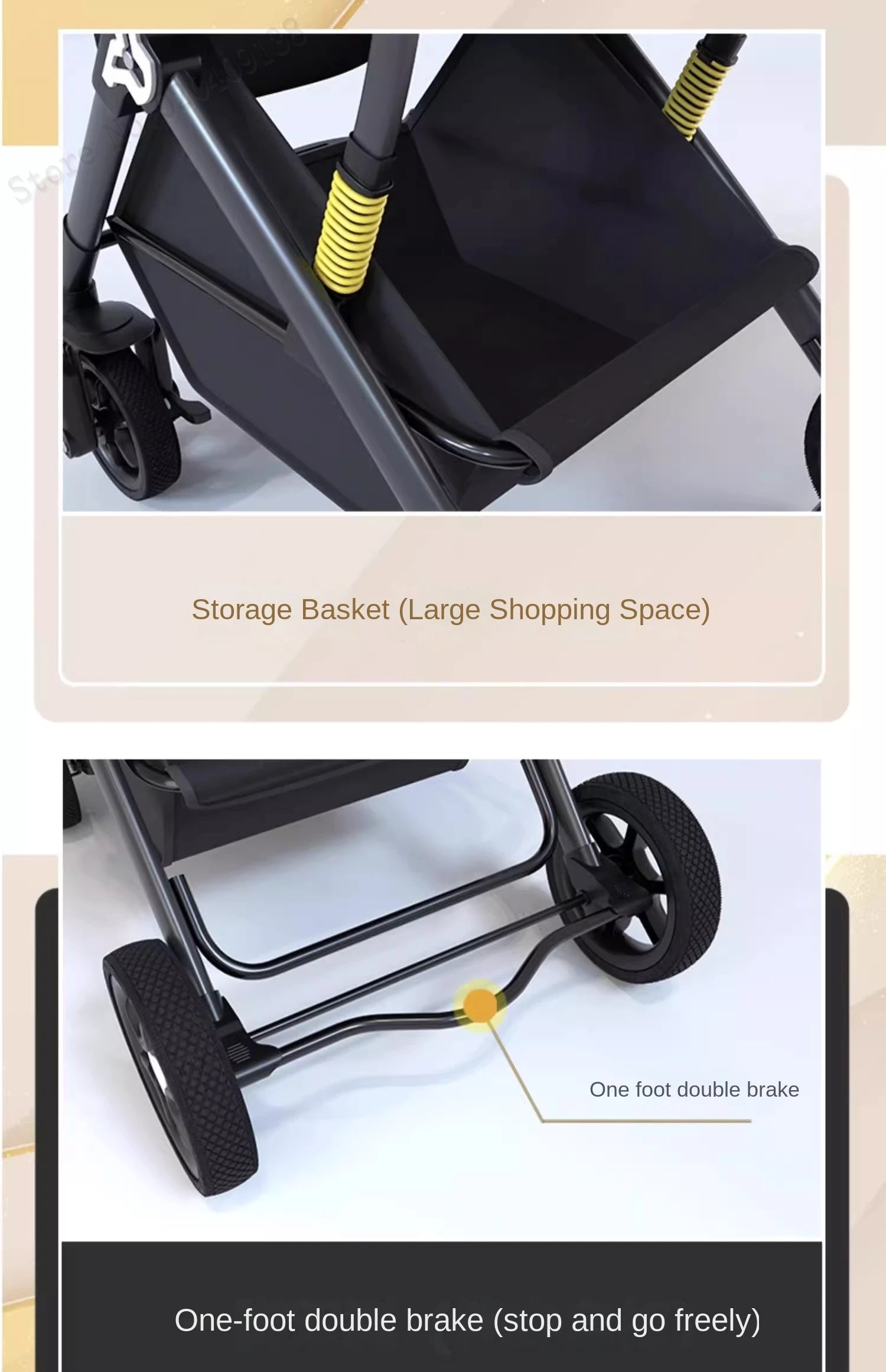 Lightweight stroller Two-way Push Trolley Stroller High Landscape Spine Protection Newborn Baby Four Wheel Stroller