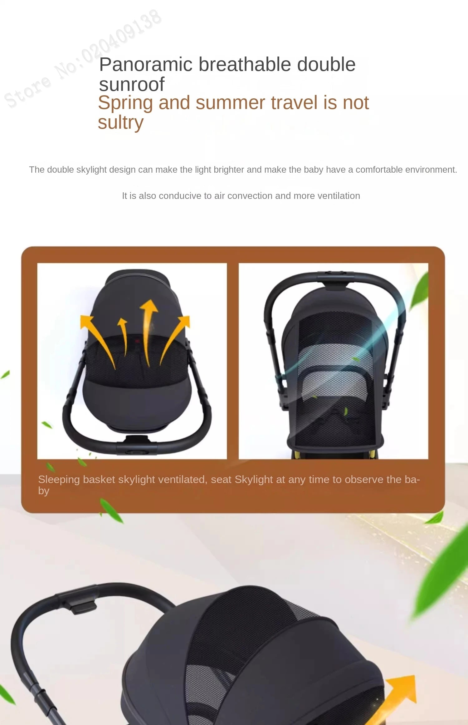Lightweight stroller Two-way Push Trolley Stroller High Landscape Spine Protection Newborn Baby Four Wheel Stroller