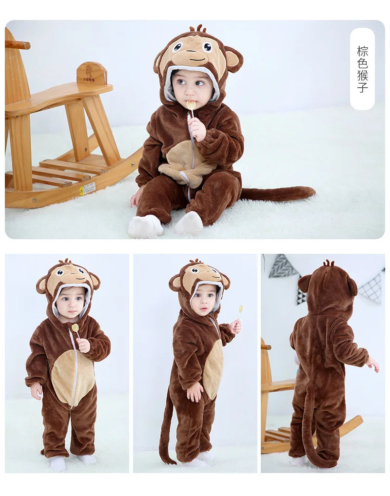 Newborn Kids Dinosaur Kigurumi Pajamas Winter Thick Baby Blanket Slppers Toddler Infant Clothes Hooded Animal Pyjamas Sleepwear