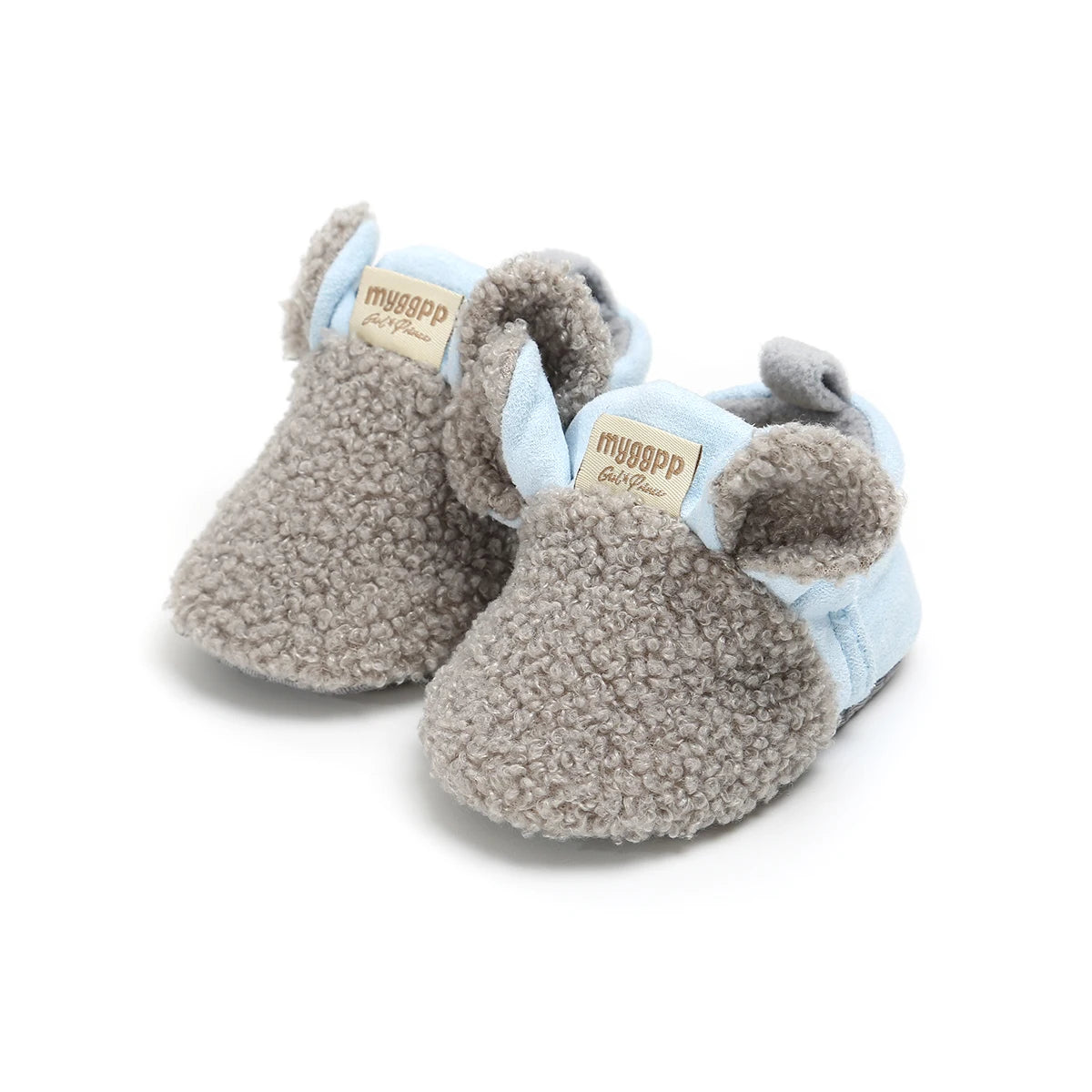 Soft and Cozy Fleece Baby Booties with Adorable Bear Design and Anti-Slip Sole for Winter Warmth and Comfort