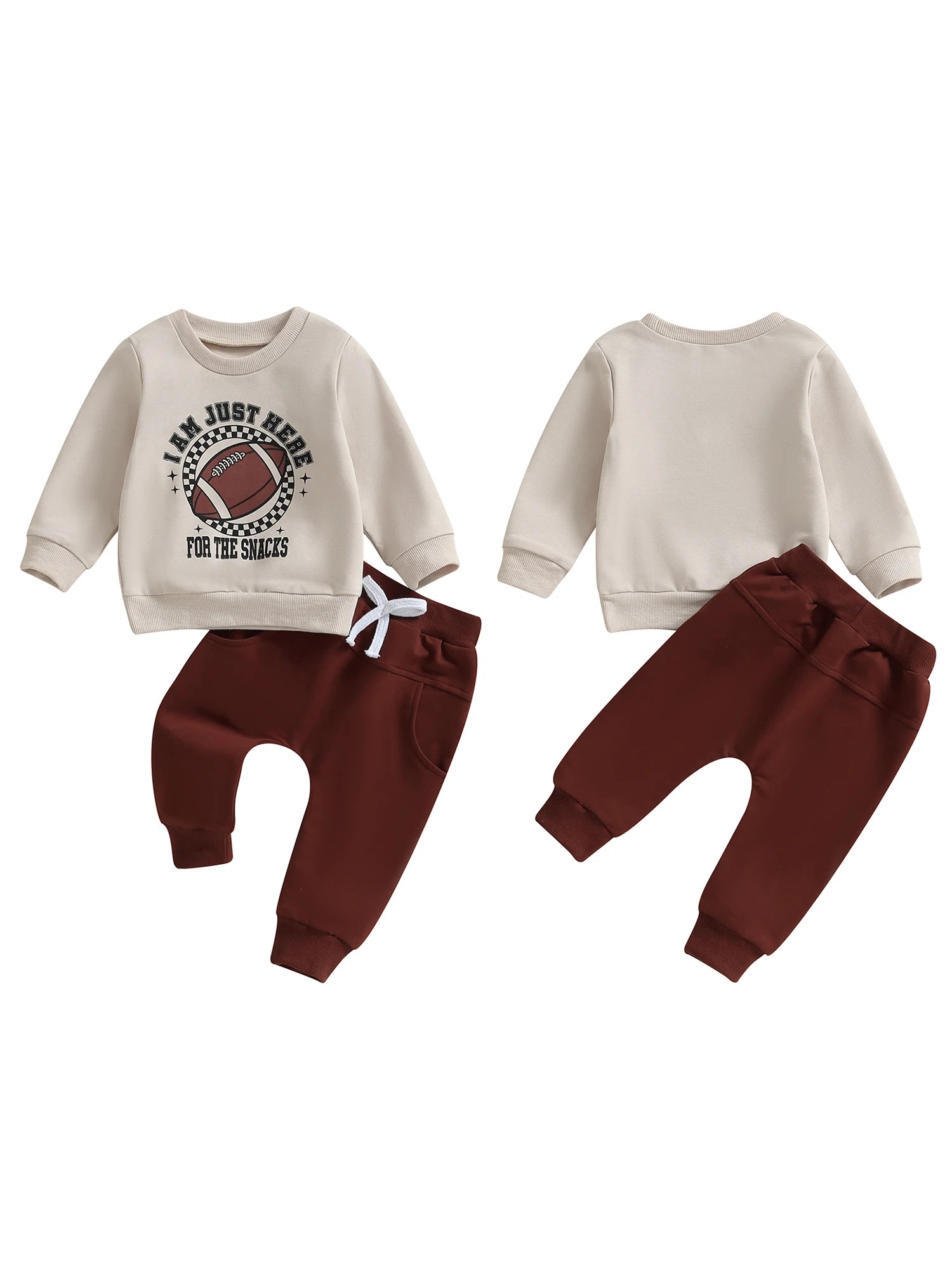 Infant Baby Boy Outfits Football Print Sweatshirt Top with Elastic Pant 2Pcs Toddler Fall Winter Clothes Set