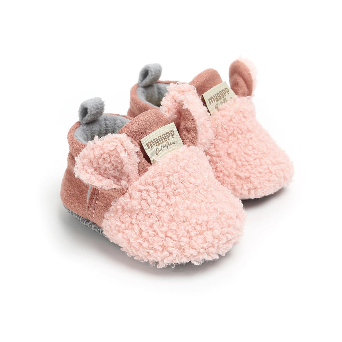 Soft and Cozy Fleece Baby Booties with Adorable Bear Design and Anti-Slip Sole for Winter Warmth and Comfort