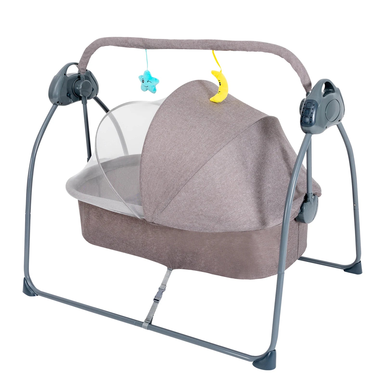 Auto Rocking Baby Cradle Swing Bed 5 Speed Electric Sleeping Basket Foldable with Music&mosquito Net Bedside Bassinet for Baby