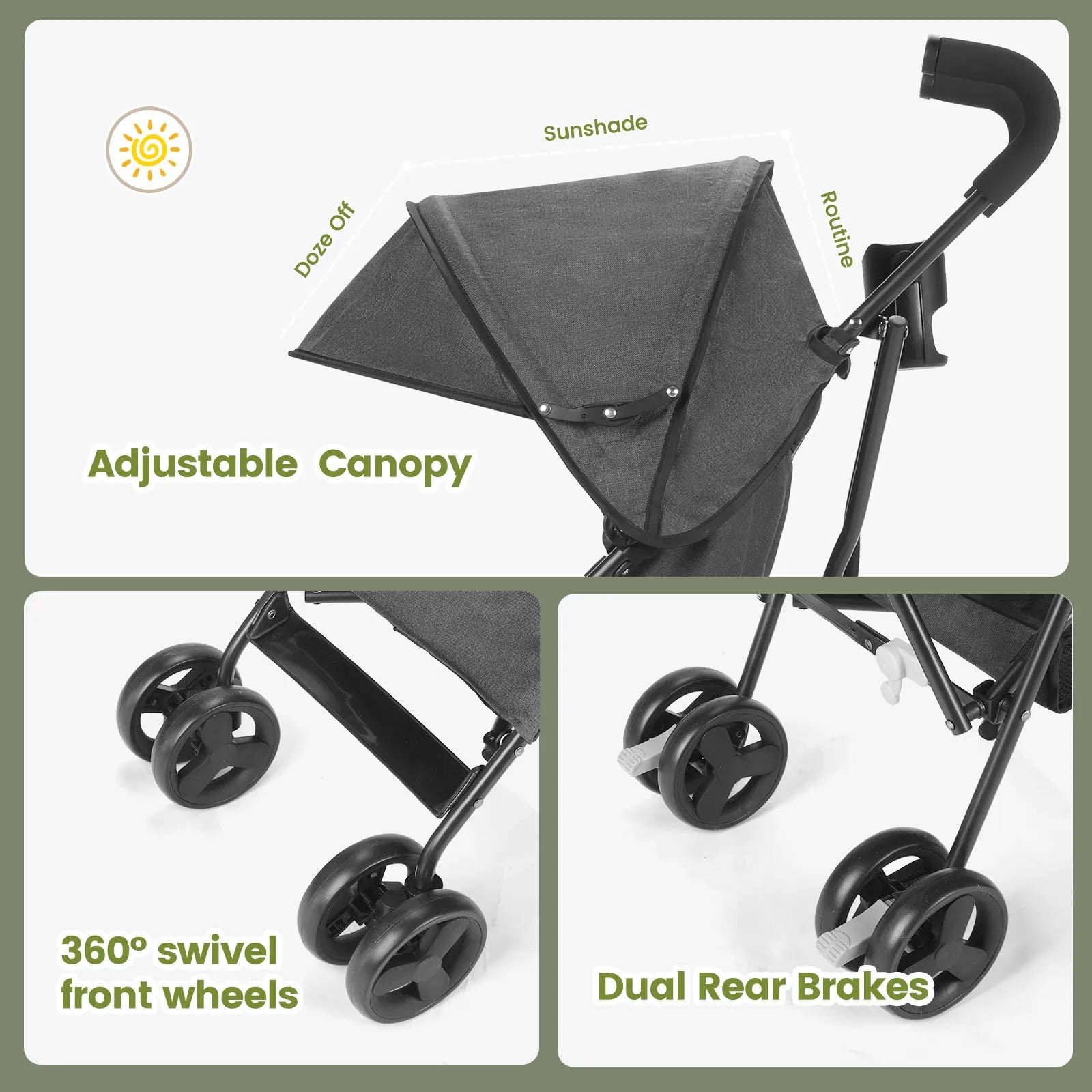 Lightweight folding High-view Baby Stroller Can Sit or Lie Down Portable Travel Babyshock-absorbing Stroller Four-wheel