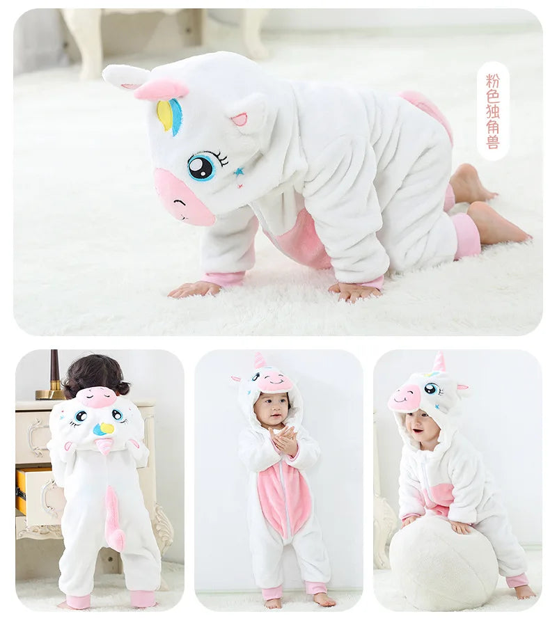 Newborn Kids Dinosaur Kigurumi Pajamas Winter Thick Baby Blanket Slppers Toddler Infant Clothes Hooded Animal Pyjamas Sleepwear