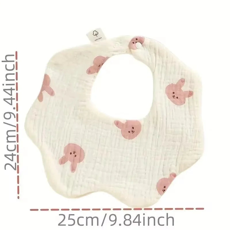 3PCS Cotton Gauze Baby Feeding Bibs Summer Soft Petal Baby Printed Drooling Towel Newborn Toddler Baby Burp Cloth Children'sBib