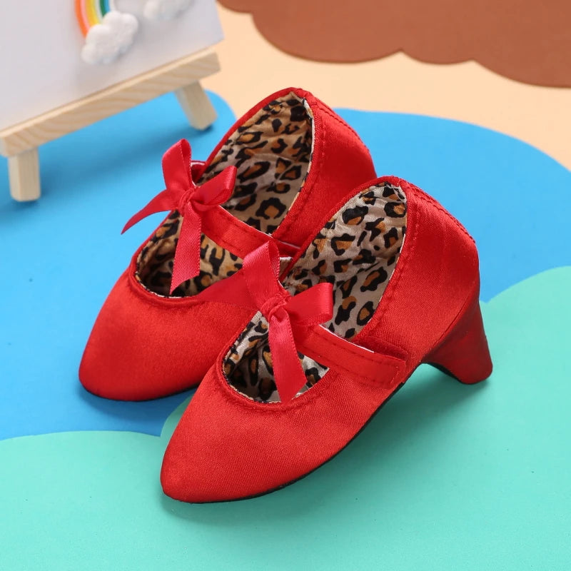 10CM/10.5CM Fashion Infant Newborn Baby Girl High Heels Shoes Princess Bow First Birthday Party Shoes Photo Props Shoes