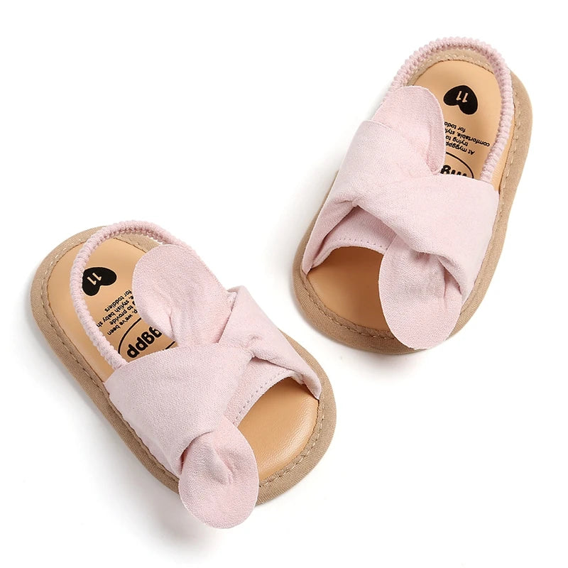 Adorable Baby Girls Sandals with Bowknot Detail Non-Slip Sole Soft Princess Shoes for Beach First Walker Toddler Sandals