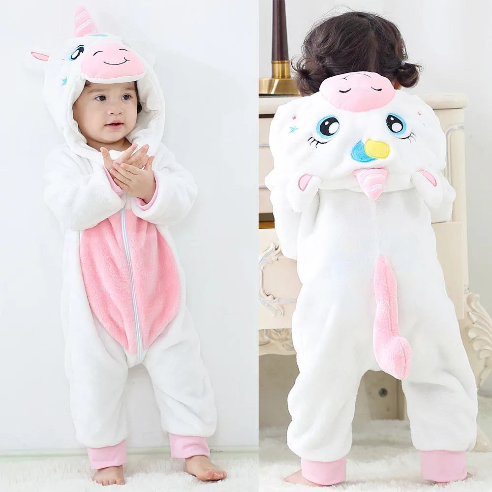 Newborn Kids Dinosaur Kigurumi Pajamas Winter Thick Baby Blanket Slppers Toddler Infant Clothes Hooded Animal Pyjamas Sleepwear