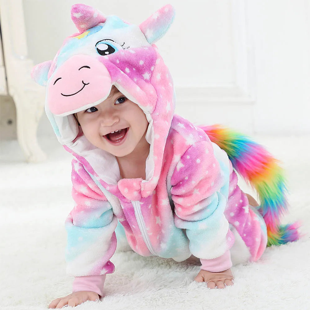Newborn Kids Dinosaur Kigurumi Pajamas Winter Thick Baby Blanket Slppers Toddler Infant Clothes Hooded Animal Pyjamas Sleepwear