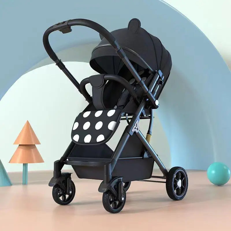 Lightweight stroller Two-way Push Trolley Stroller High Landscape Spine Protection Newborn Baby Four Wheel Stroller