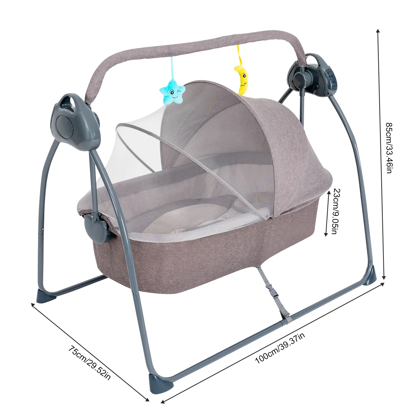 Auto Rocking Baby Cradle Swing Bed 5 Speed Electric Sleeping Basket Foldable with Music&mosquito Net Bedside Bassinet for Baby