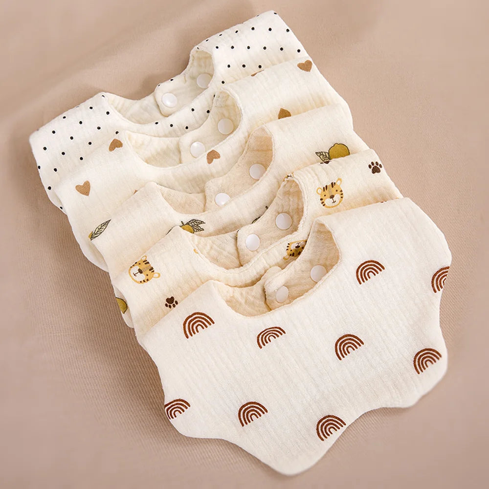 3PCS Cotton Gauze Baby Feeding Bibs Summer Soft Petal Baby Printed Drooling Towel Newborn Toddler Baby Burp Cloth Children'sBib