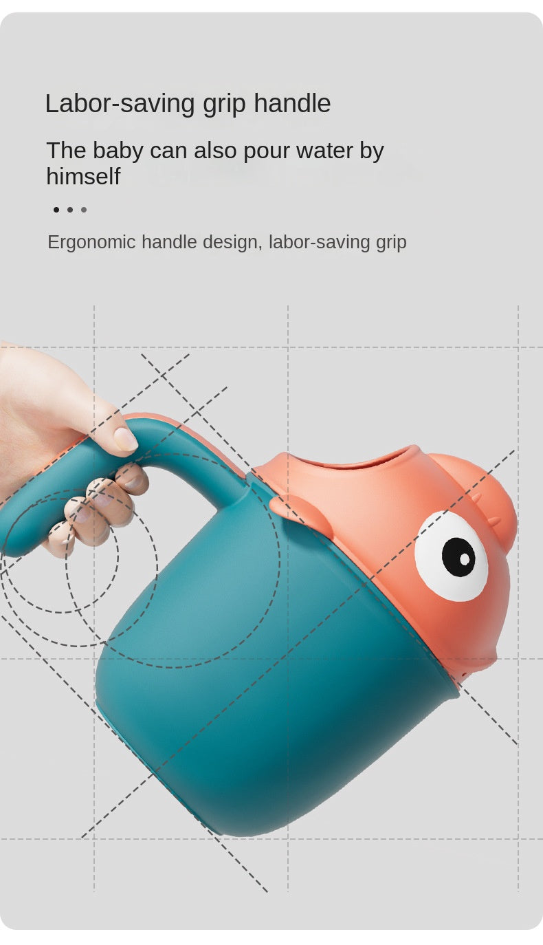 Baby Bath Shower Head Rinse Cup Cartoon Shark Cute Shower Washing Bathroom Accessories Bathing Toys for 0-6 Years Old Baby