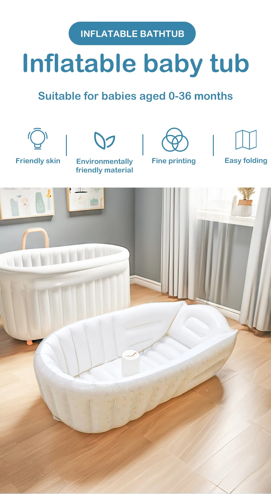 1PCS Inflatable Baby Bathtub with Air Pump Toddler Bathing Tub Chair Portable Seat with Back Support for Younger Children