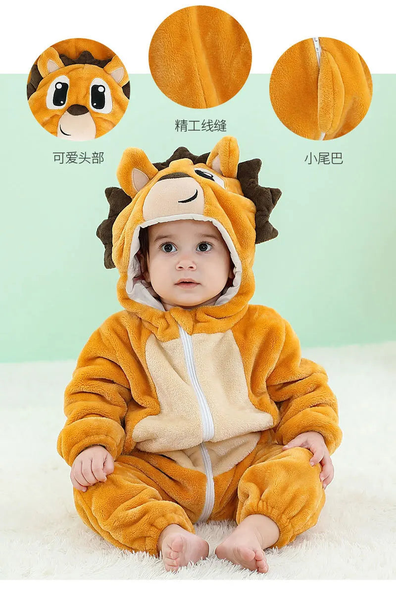 Newborn Kids Dinosaur Kigurumi Pajamas Winter Thick Baby Blanket Slppers Toddler Infant Clothes Hooded Animal Pyjamas Sleepwear