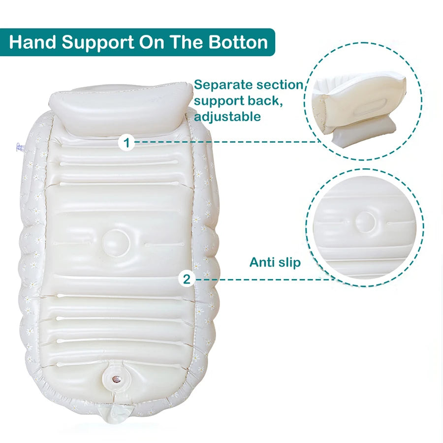 1PCS Inflatable Baby Bathtub with Air Pump Toddler Bathing Tub Chair Portable Seat with Back Support for Younger Children