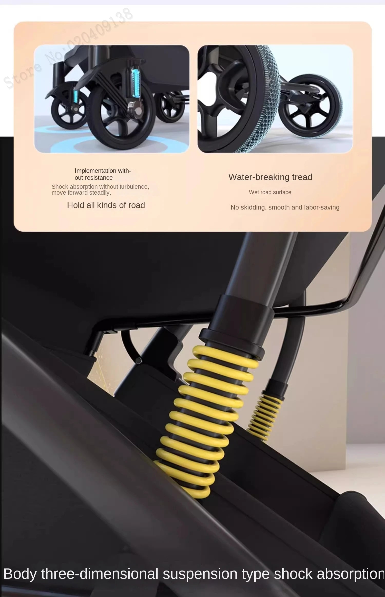 Lightweight stroller Two-way Push Trolley Stroller High Landscape Spine Protection Newborn Baby Four Wheel Stroller