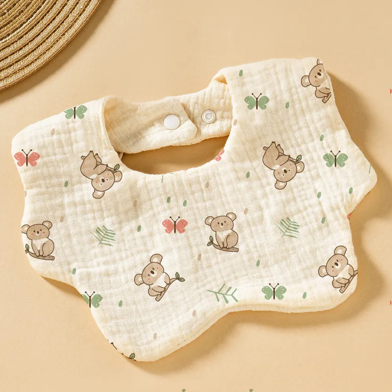 3PCS Cotton Gauze Baby Feeding Bibs Summer Soft Petal Baby Printed Drooling Towel Newborn Toddler Baby Burp Cloth Children'sBib