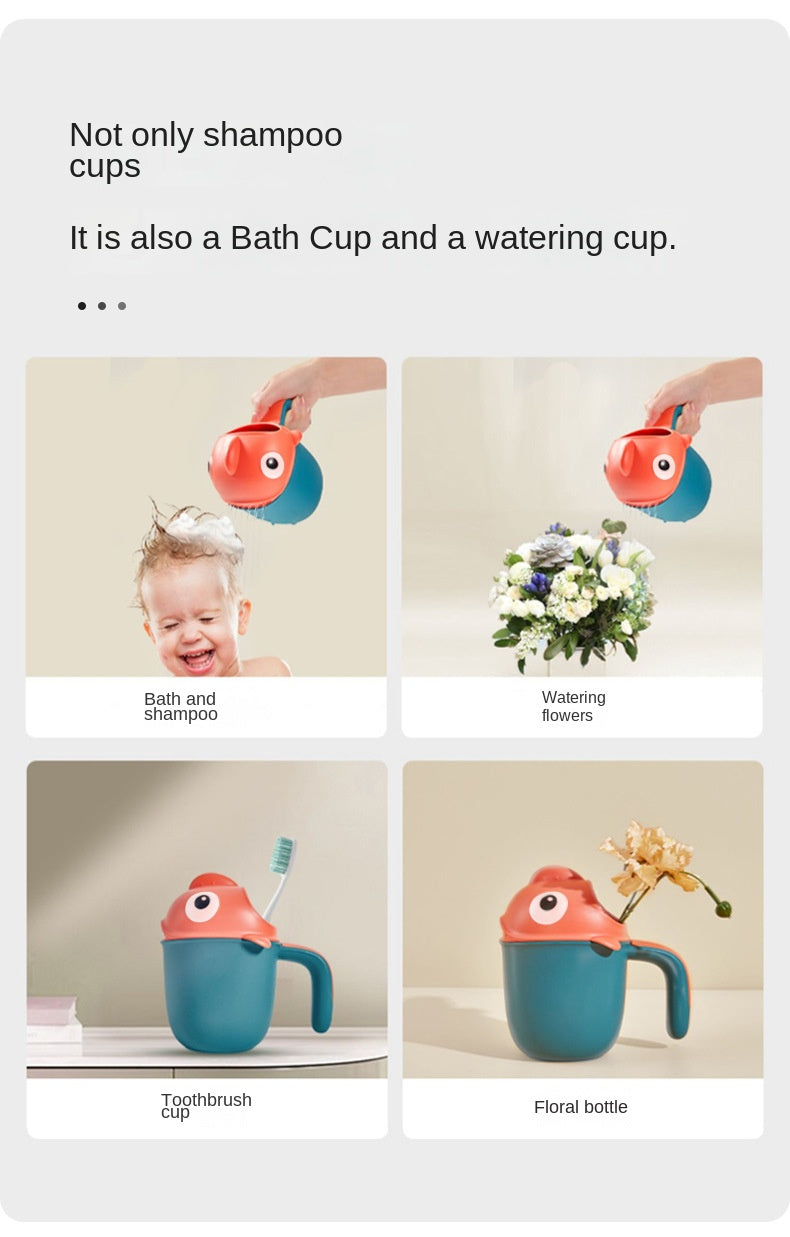 Baby Bath Shower Head Rinse Cup Cartoon Shark Cute Shower Washing Bathroom Accessories Bathing Toys for 0-6 Years Old Baby