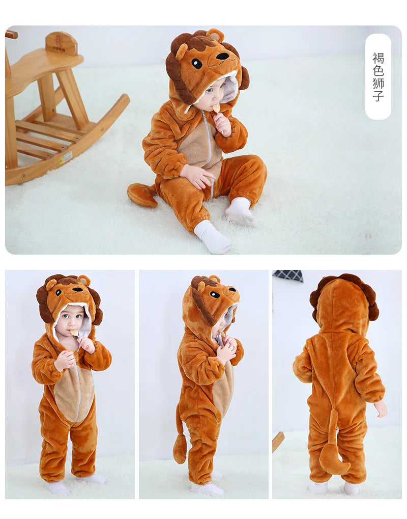 Newborn Kids Dinosaur Kigurumi Pajamas Winter Thick Baby Blanket Slppers Toddler Infant Clothes Hooded Animal Pyjamas Sleepwear