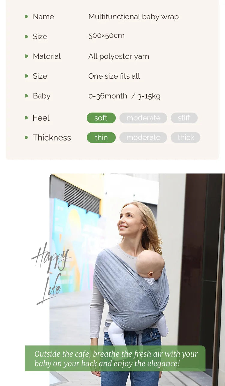 PANGDUBE 1pc Baby Wrap Sling Cotton Carrier for Baby 0-36 Months Newborn Kangaroo Sling Front Artifact Ergonomic Baby Carry