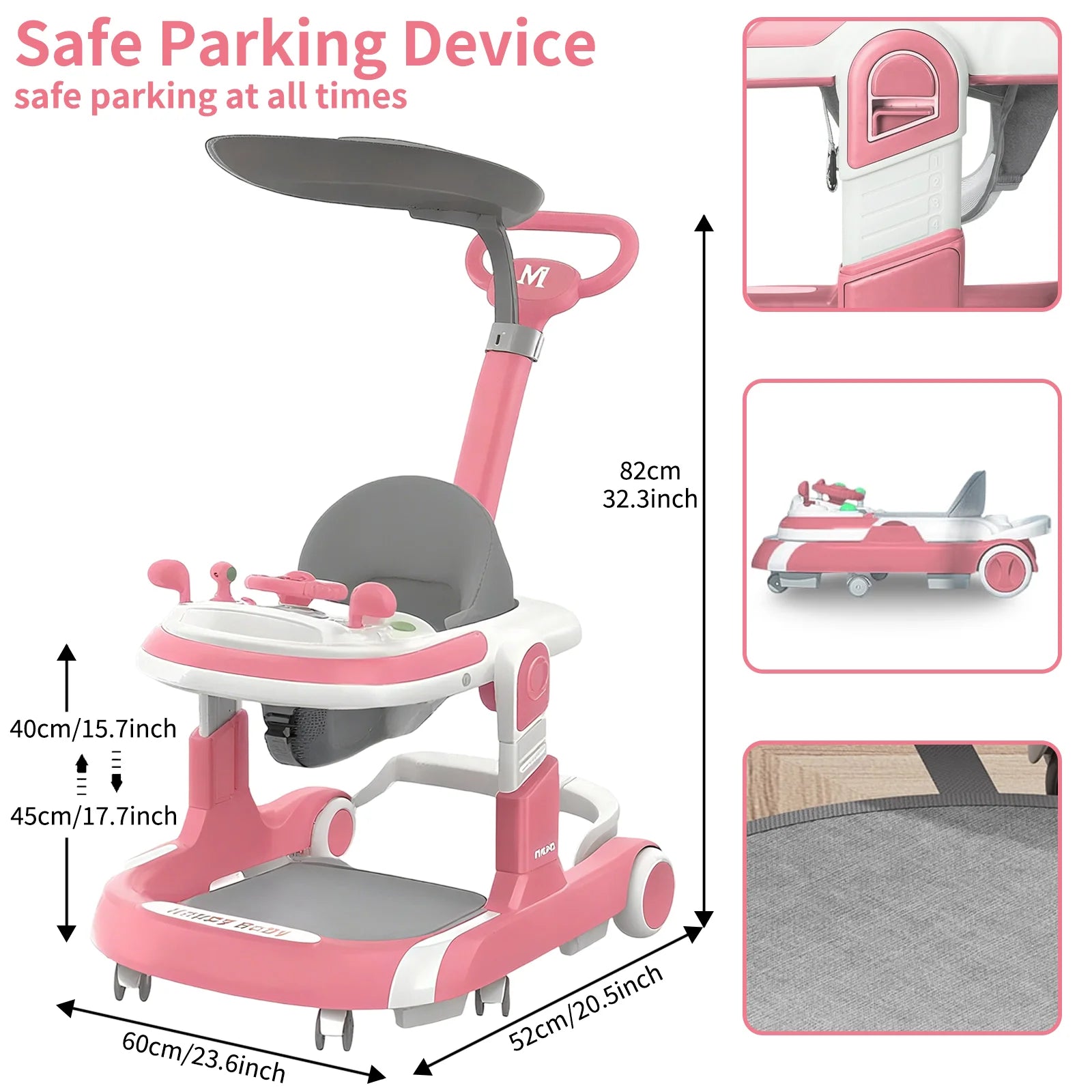 2025 Multifunctional Baby Walker With Sunshade and Seat Kids Anti-Rollover Adjustable Music Stroller Mother Baby Supplies Toys