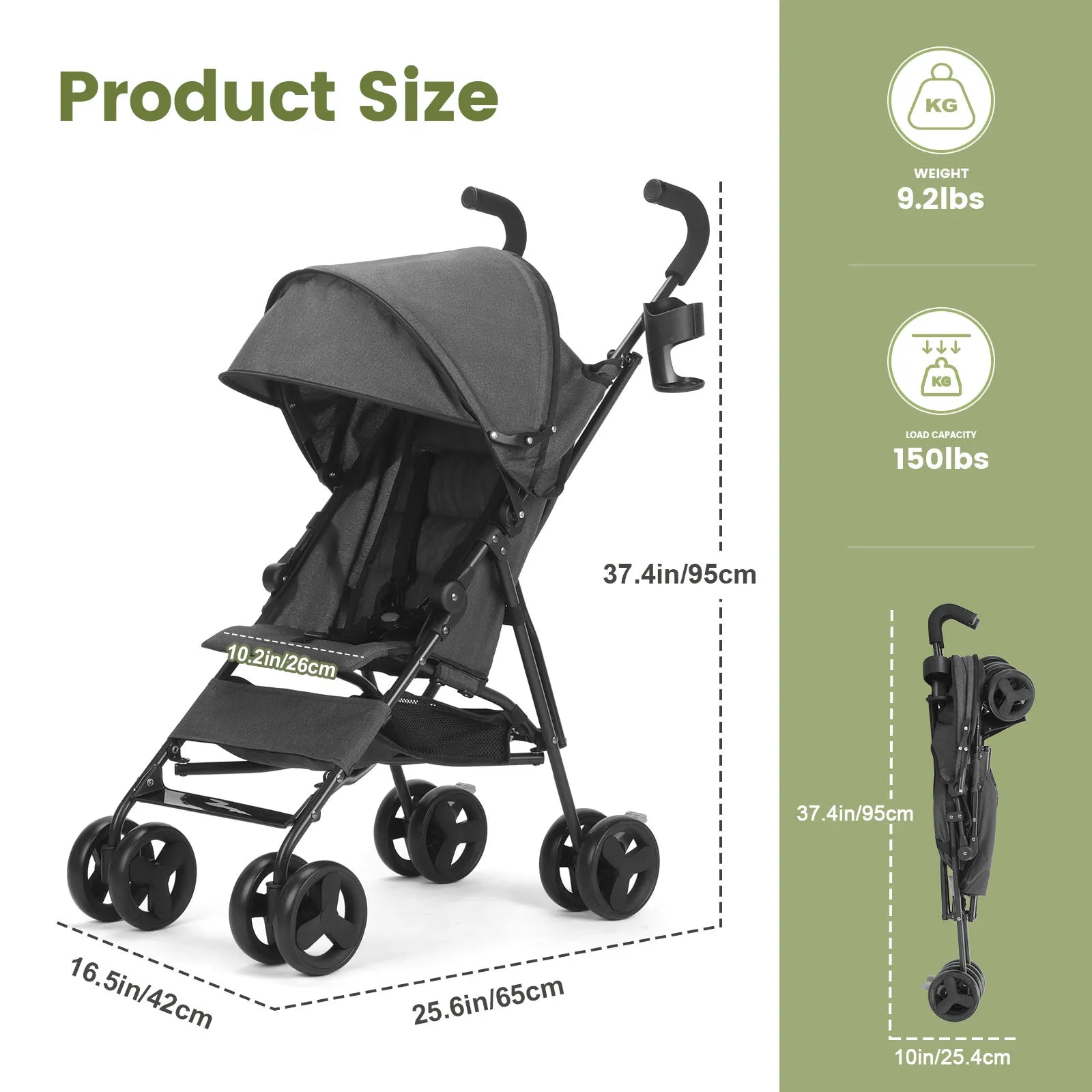 Lightweight folding High-view Baby Stroller Can Sit or Lie Down Portable Travel Babyshock-absorbing Stroller Four-wheel