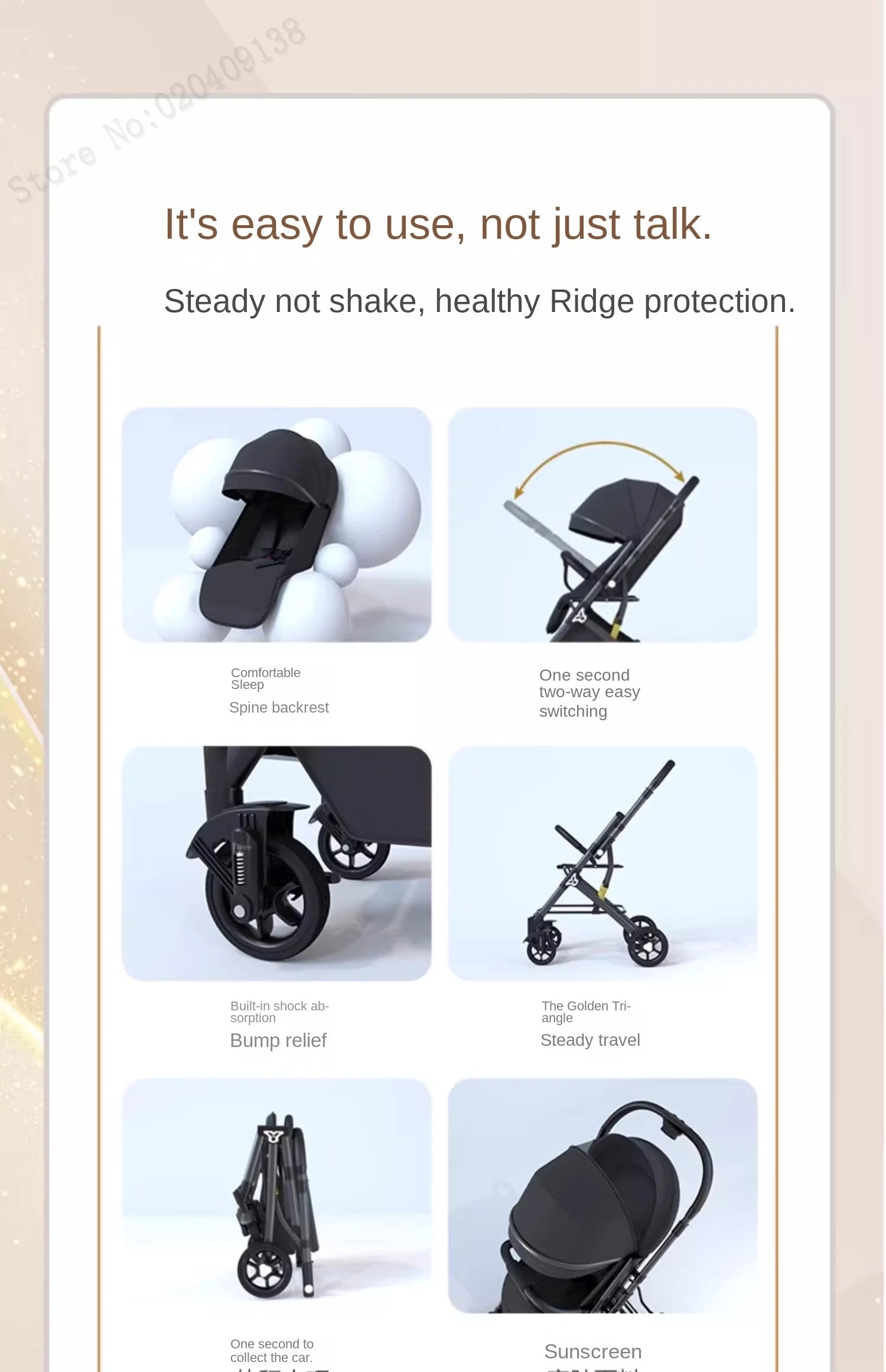 Lightweight stroller Two-way Push Trolley Stroller High Landscape Spine Protection Newborn Baby Four Wheel Stroller