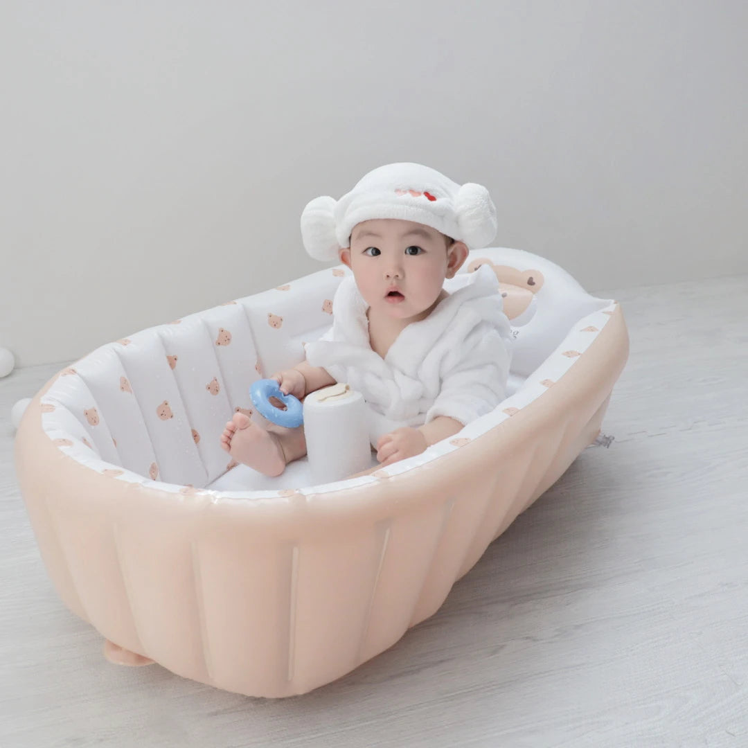 1PCS Inflatable Baby Bathtub with Air Pump Toddler Bathing Tub Chair Portable Seat with Back Support for Younger Children