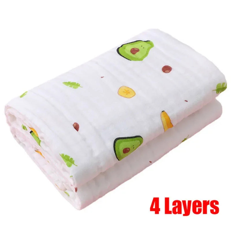 4-Layer Gauze Infant Washcloth Baby Bath Towel Newborn Bathrobe Cotton Swaddle Blanket for Boy Girl Children's Blanket